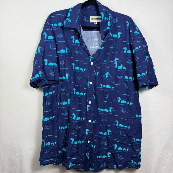 Tipsy Elves Navy Blue Button Down Shirt Mens XXL - Picture 1 of 5